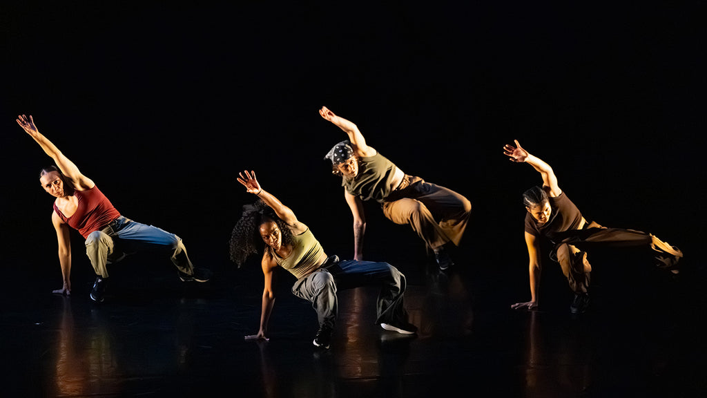 Rachel Snider, Taylor Madgett, Marguerite Waller, and Miyeko Harris in “Losing my Religion” by Rennie Harris. Photograph by Mark Garvin, courtesy of Penn Live Arts