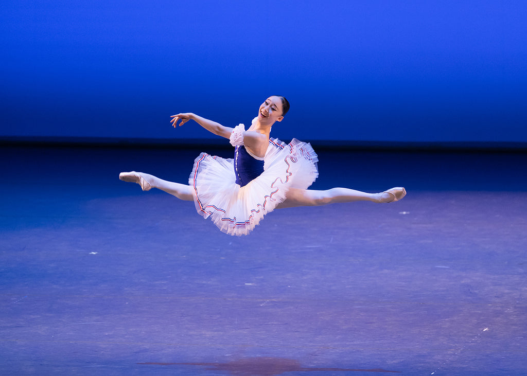 San Francisco Ballet School’s Crystal Huang in “Flames of Paris” by Vasily Vainonen. Photograph by Luke Kwo