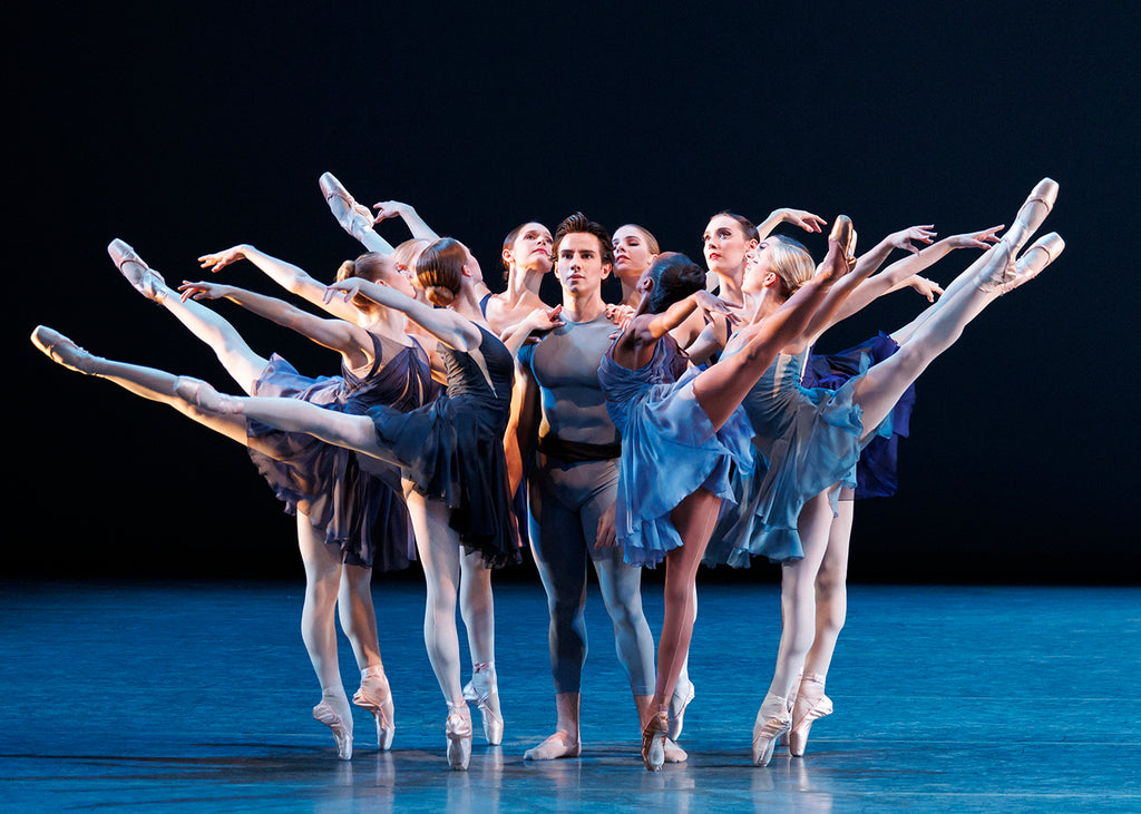Roman Mejia and New York City Ballet in “Concerto for Two Pianos” by Tiler Peck. Photograph by Erin Baiano