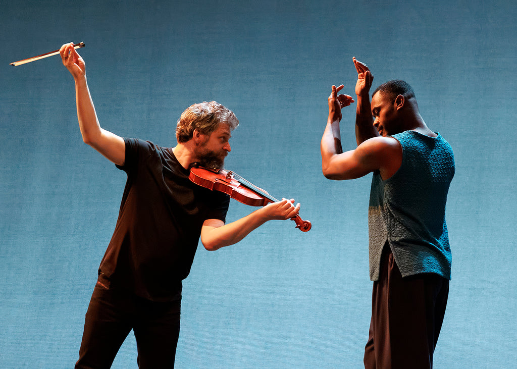 Johnny Gandelsman and Jamar Roberts in “Johnny Loves Johann.” Photograph by Erin Baiano