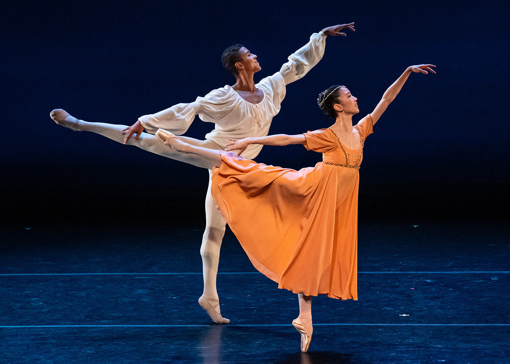 Guillaume Diop and Sae Eun Park in the Balcony pas from “Romeo and Juliet” by Rudolf Nureyev. Photograph by Steven Pisano