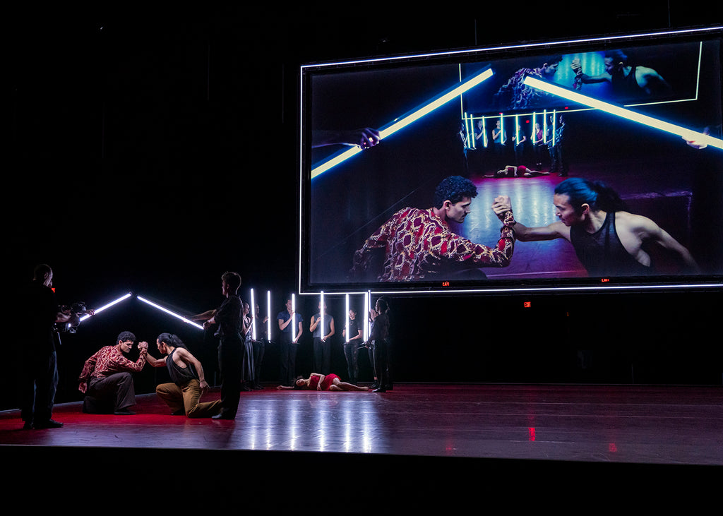 Renan Cerdeiro and Shu Kinouchi in “Romeo &amp; Juliet Suite” by Benjamin Millepied at Park Avenue Armory. Photograph by Stephanie Berger