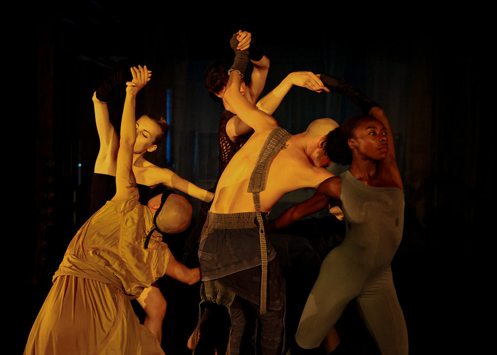 Georgia Greene, Thomas Hogan, Arayah Lyte, Mizuho Kappa, and Alexander Swader  in “Translation” by Troy Schumacher. Photograph courtesy of Ballet Collective