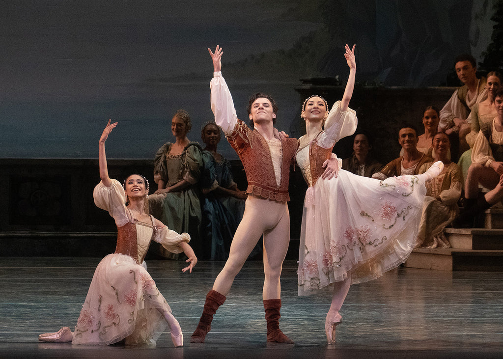 Léa Fleytoux, Jake Roxander, and Yoon Jung Seo in “Swan Lake.” Photograph by Steven Pisano