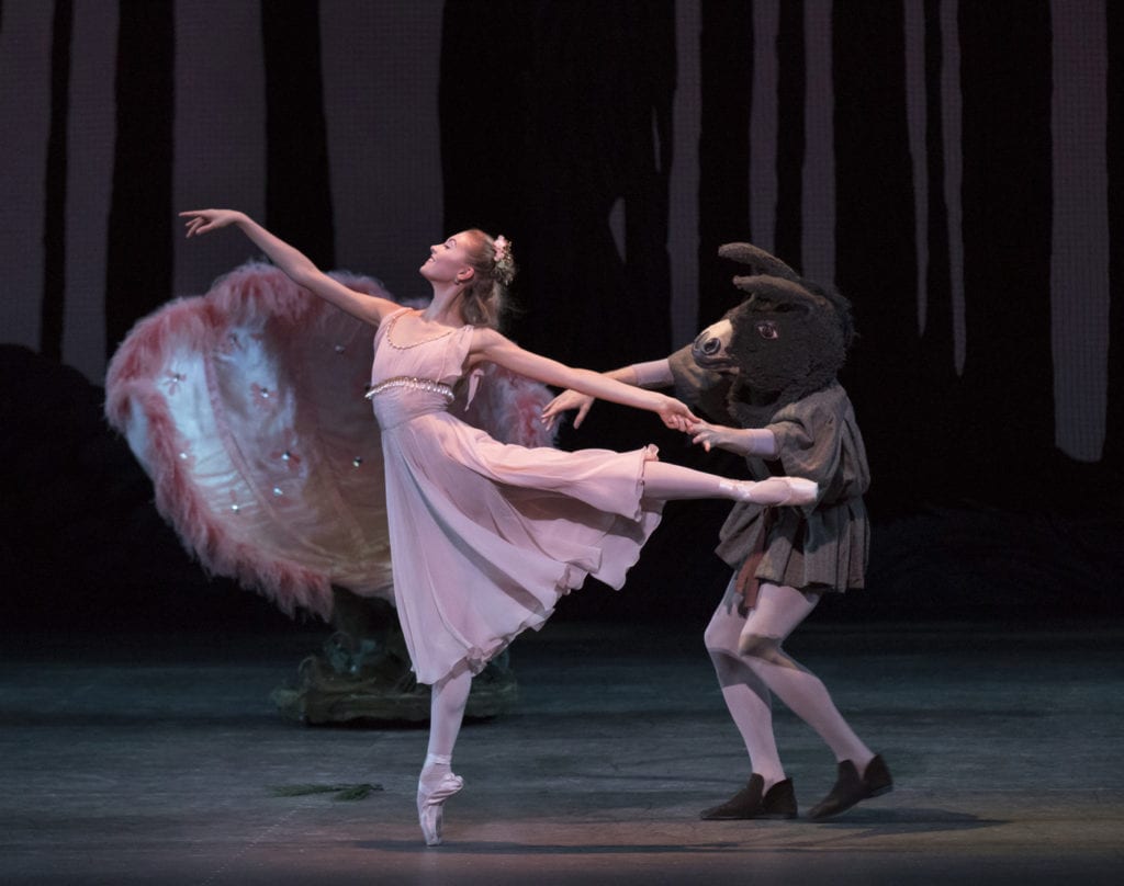 Miriam Miller and Cameron Dieck in George Balanchine's “A Midsummer Night's Dream.” Photograph by Paul Kolnik